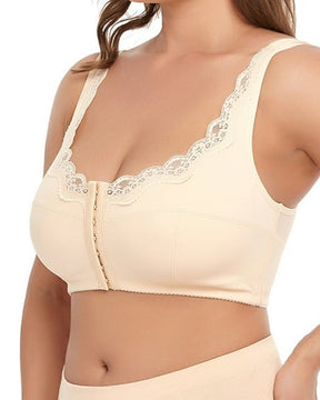 Wireless Plus Size Front Closure Bra Lace Full Coverage Back Support Nursing Bra