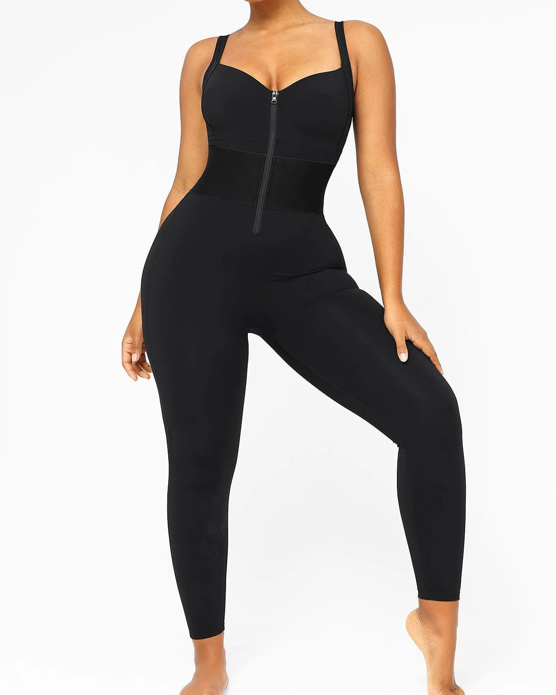 Women's Sleeveless Jumpsuit Tummy Control One Piece Waistband Bodycon Yoga Romper