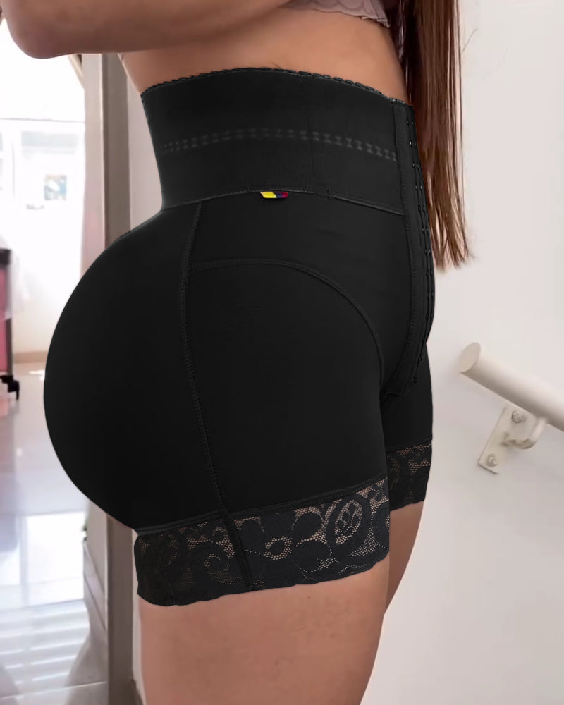 Colombian Girdles Lace Stitching Slimming Shorts Butt Lifter Front Buckle Shaping Panty