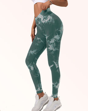 Seamless Tie Dye Stretchy Leggings Tummy Control Sports Yoga Pants