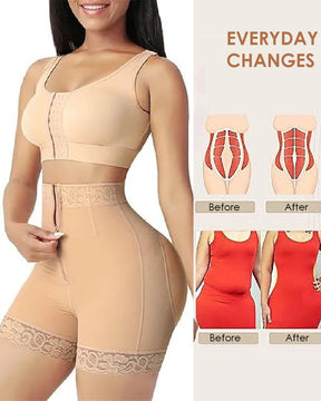 Mid Waist Tummy Control Front Zipper High Compression Butt Lifter Shaper Fajas Shorts