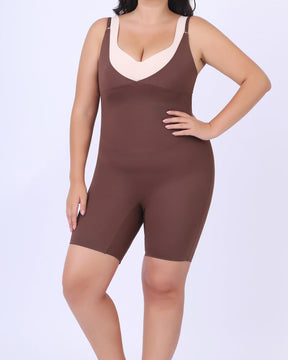 Women's Smoothing Tummy Control Bodysuit Open Bust Thigh Shapewear