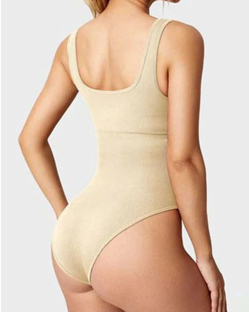 Women's Shapewear Bodysuits Sexy Ribbed Sleeveless Square Neck Tank Tops