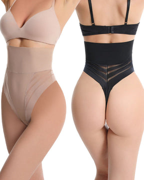 Women's Striped Mesh Hip Lift Thong Corset Body Sculpting Panties