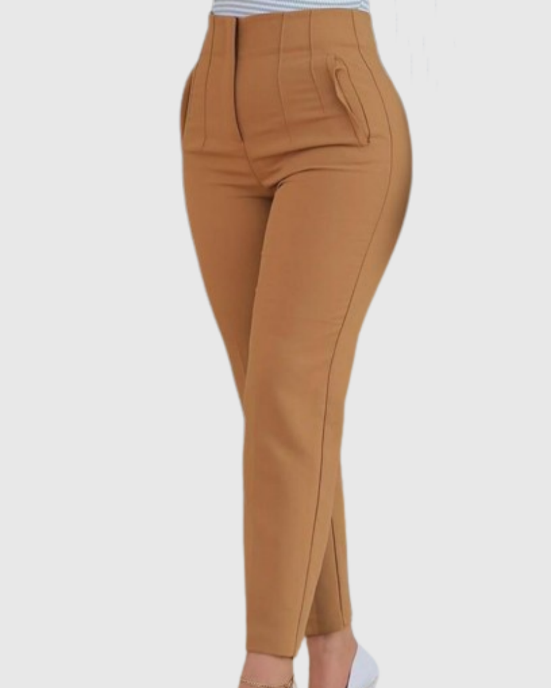 Women's Tailored Pleat High Waist Side Pocket 9-point Pants