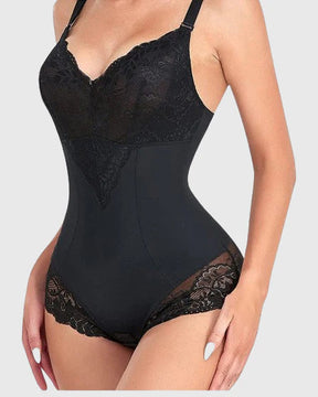 Lace V neck Tummy Control Sculpting Full Body Shapewear Bodysuit