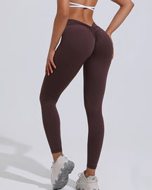 V-Back Scrunch Butt Lift Leggings High Waist Tummy Control Gym Yoga Pants