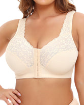 Wireless Front Closure Lace Bras 3D Cutting Push-up Breathable Plus Size Underwear