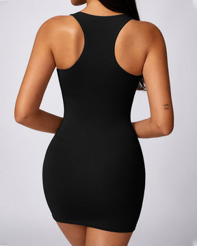 Ribbed Racerback Slim Fit Shapewear Dress Sleeveless Sexy Bodycon Mini Dress