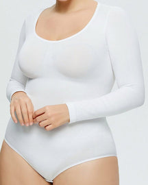 Women Crew Neck Long Sleeve Slimming T-shirt Bodysuit