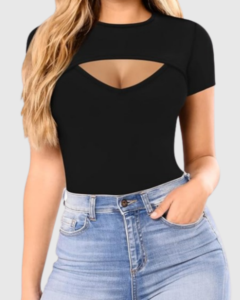 Short Sleeve Round Neck Bodycon Bodysuit