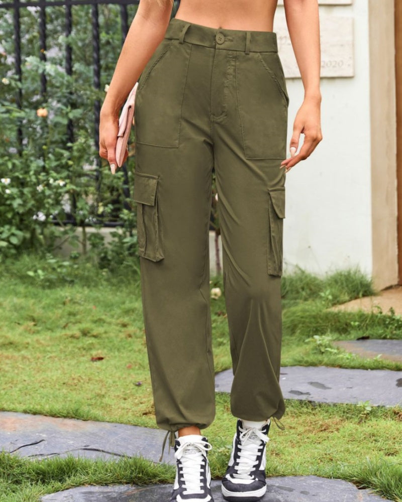 Women's Loose Casual Wide Leg High Waist Pocket Cargo Pants