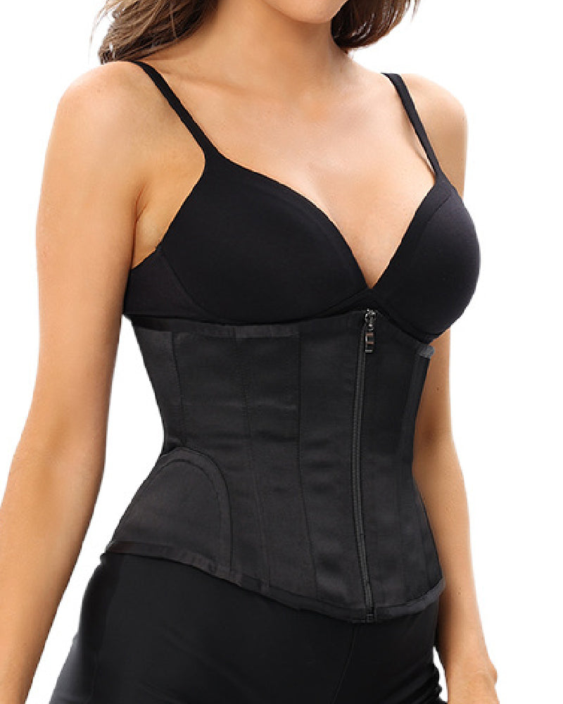 18 Steel Bone Zipper Waist Trainer Lace up Hourglass Underbust Corset