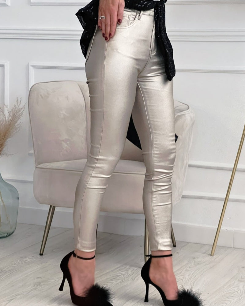 INS Style Multi-color High Waist Skinny Leather Pants for Women