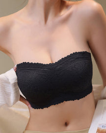 Women's Strapless Lace Non-slip Seamless Wireless Tube Top Bra