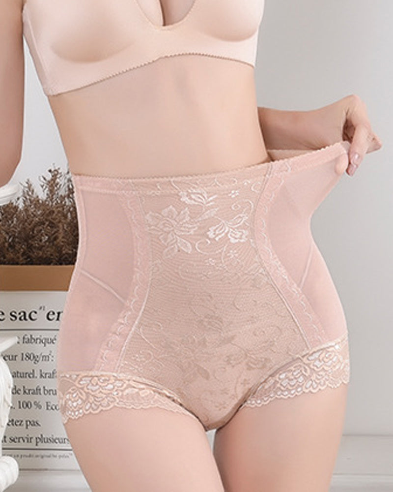 High Waisted Floral Lace Tummy Control Shapewear Panties Slimming Breathable Shaping Brief