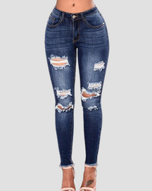 High Waisted Skinny Stretchy Soft Slim Fit Retro Distressed Jeans