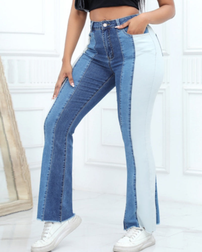 Stretch Fashion Washed Contrast Jeans