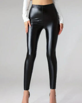 Bright Leather Tight Nine-point Pants Sexy Close-Fitting Hip-lifting Waist Leggings