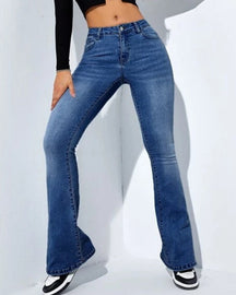 High Waist Straight Jeans Slim Fit and Versatile Elastic Flared Pants