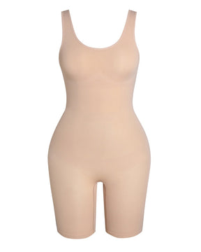 Women's Seamless Mid-Thigh Tummy Control U-Neck Bodysuit Shapewear