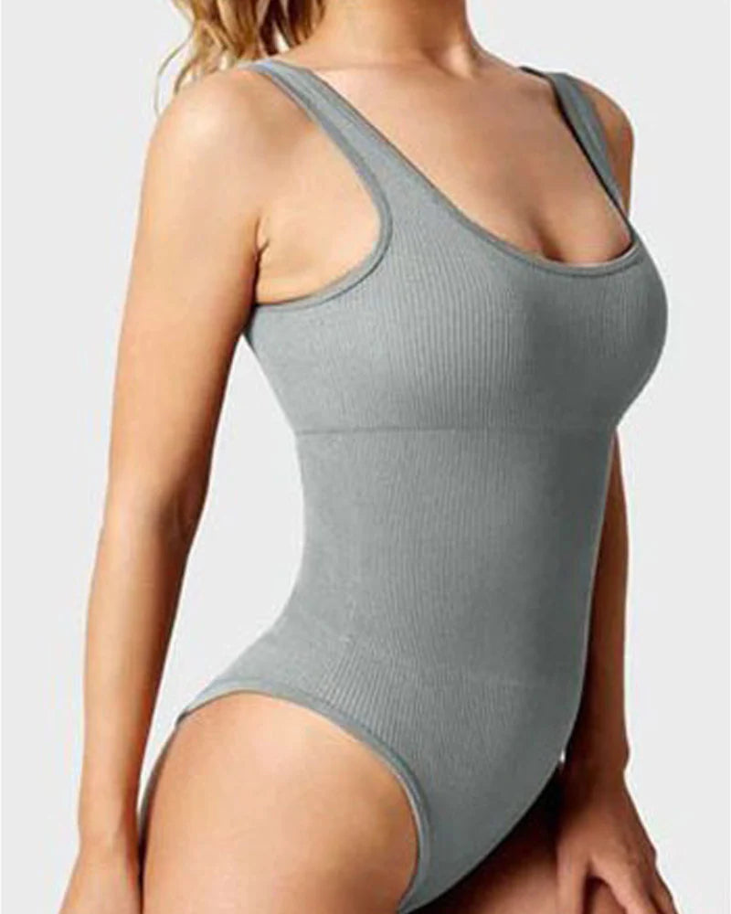 Women's Shapewear Bodysuits Sexy Ribbed Sleeveless Square Neck Tank Tops