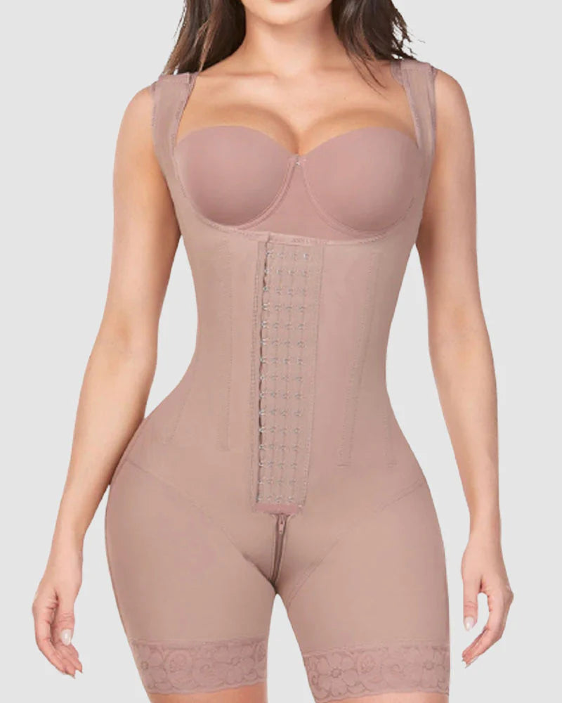 High Compression Front Slimming Bodysuit With Hook And Eye Closure