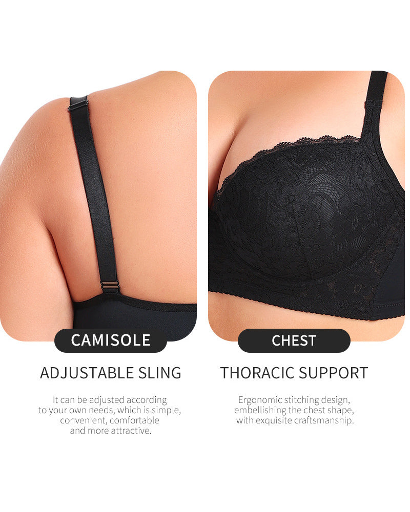 Women's Sexy Plus Size Lace Adjustment Push up Thin Underwear Bra