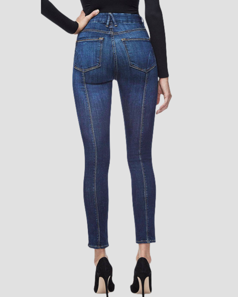 Mid Rise Elastic Slits Nine-point Skinny Jeans for Women