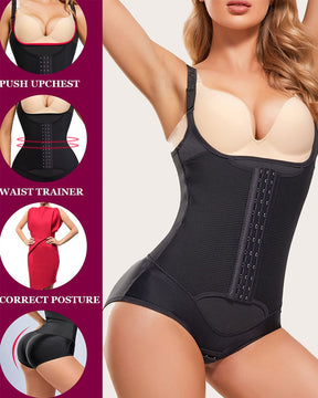 Women's Waist Trainer Bodysuit Tummy Control Slim Cincher Open Bust Shapewear