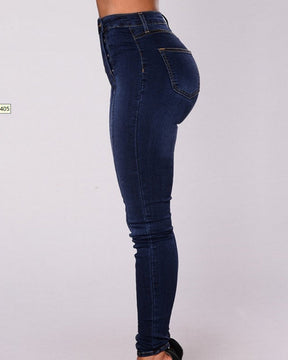 Trendy Double-breasted Multi-button Slim-fit Stretch Jeans