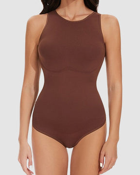 Seamless Racerback Top Tummy Control Crew Neck Bodysuit