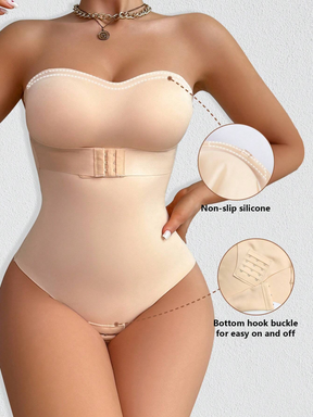 Women's Strapless Tummy Control One Piece Seamless Thong Shapewear Bodysuits