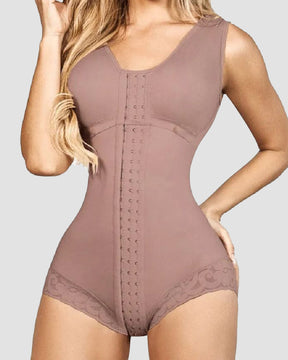 Women's Hook And Eye Closure Breast Support Shapewear Tummy Control Triangle Bodysuit