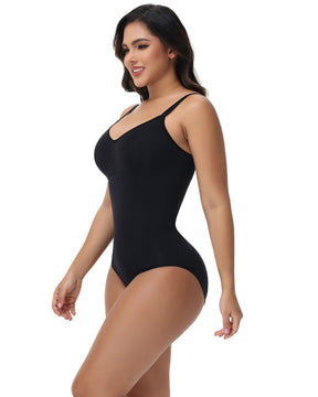 Seamless Knit Tummy Control Bodysuit Spaghetti Strap Stretch Briefs Body Shaper