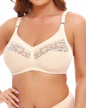 Lace Stitching Adjustable Wide Hem Stretchy Push Up Bra