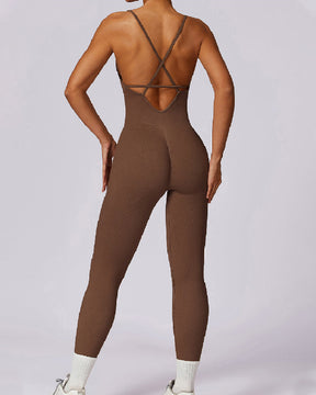 Criss Cross Seamless Scrunch Butt Romper Spaghetti Strap Tummy Control Jumpsuit