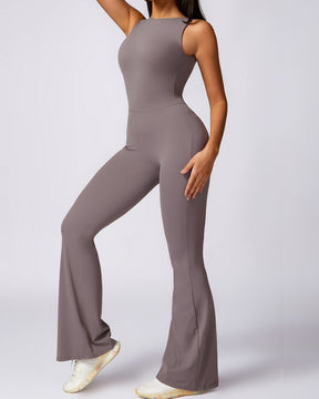 Sleeveless Peach Hip Lifting Sports Yoga Flared Jumpsuit