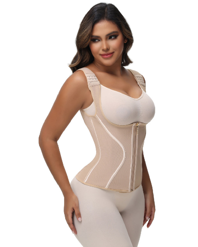 Women's Double Compression Bone Waist Trainer Tummy Control Postpartum Corset Vest