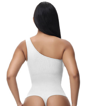 Sexy Ribbed One Shoulder Sleeveless Tank Top Tight Stretch Bodysuit