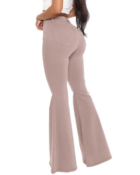 High Waist Butt Lift Versatile Elastic Multicolor Flare Jeans