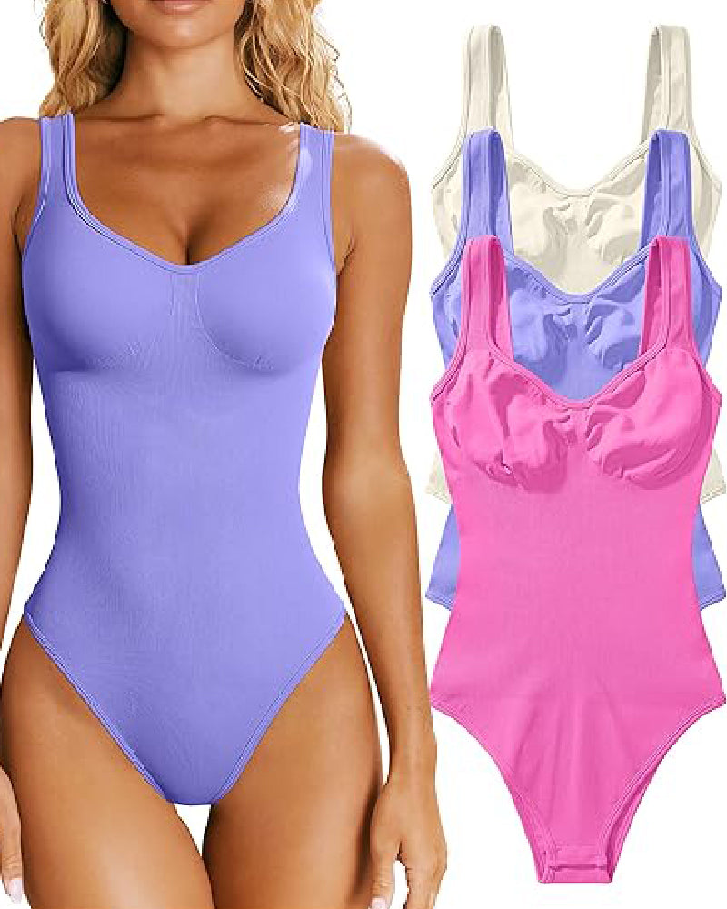 Women's Sexy Ribbed Sleeveless Tummy Control Tank Tops Bodysuits