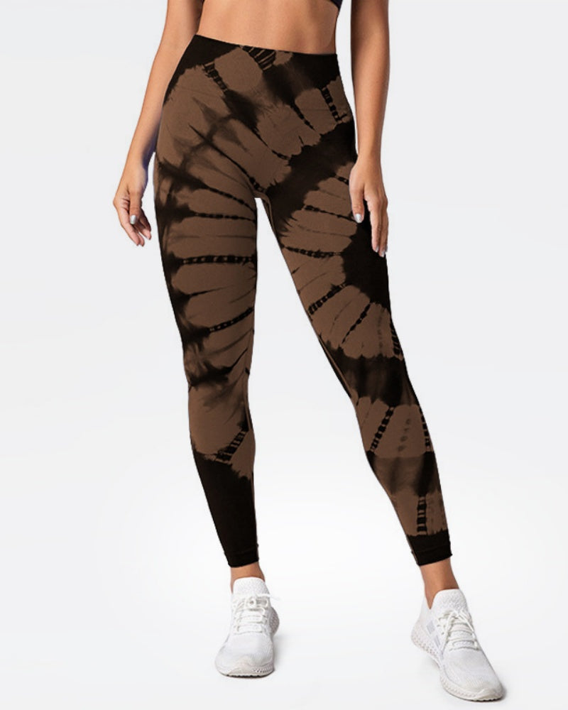 Tie-dye Printed High-waist Peach Hip-lifting Seamless Outerwear Yoga Pants