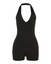 Sexy Deep V Sleeveless Halterneck Backless Skinny Bodysuit