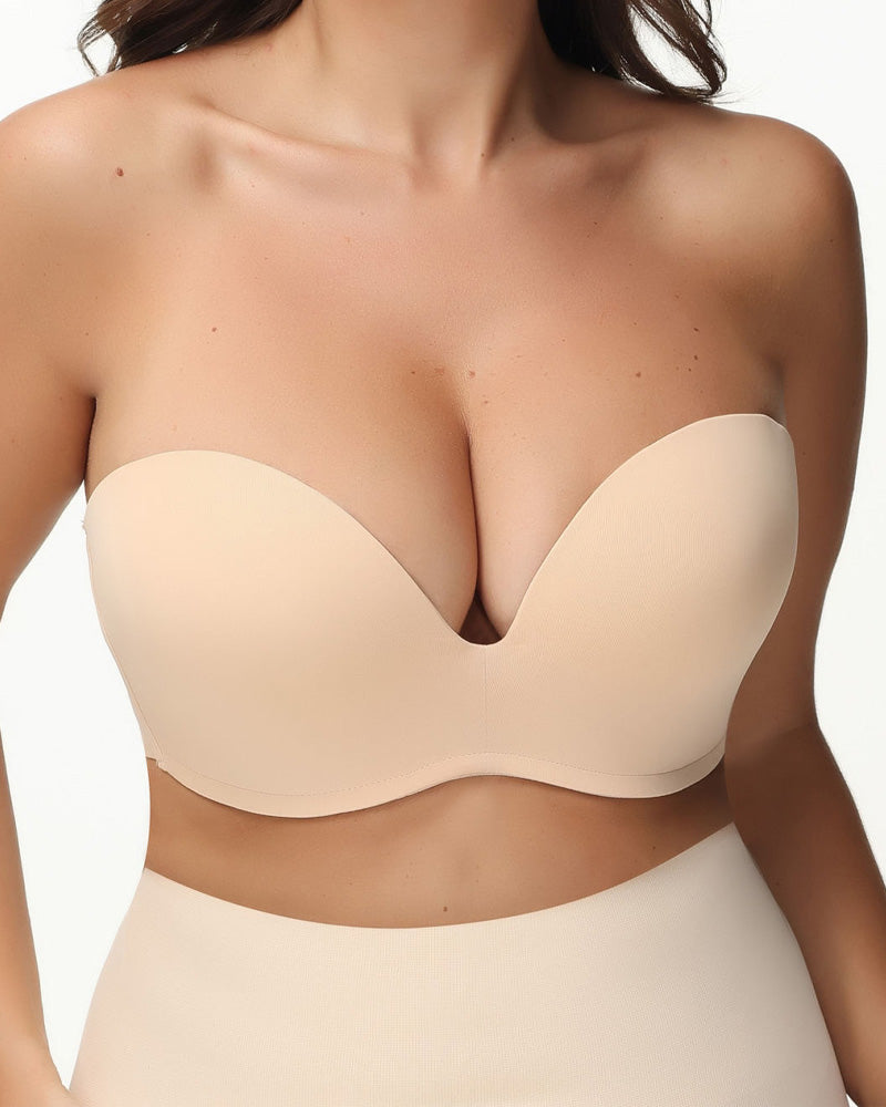 Wireless glossy push up strapless sexy plus size bra