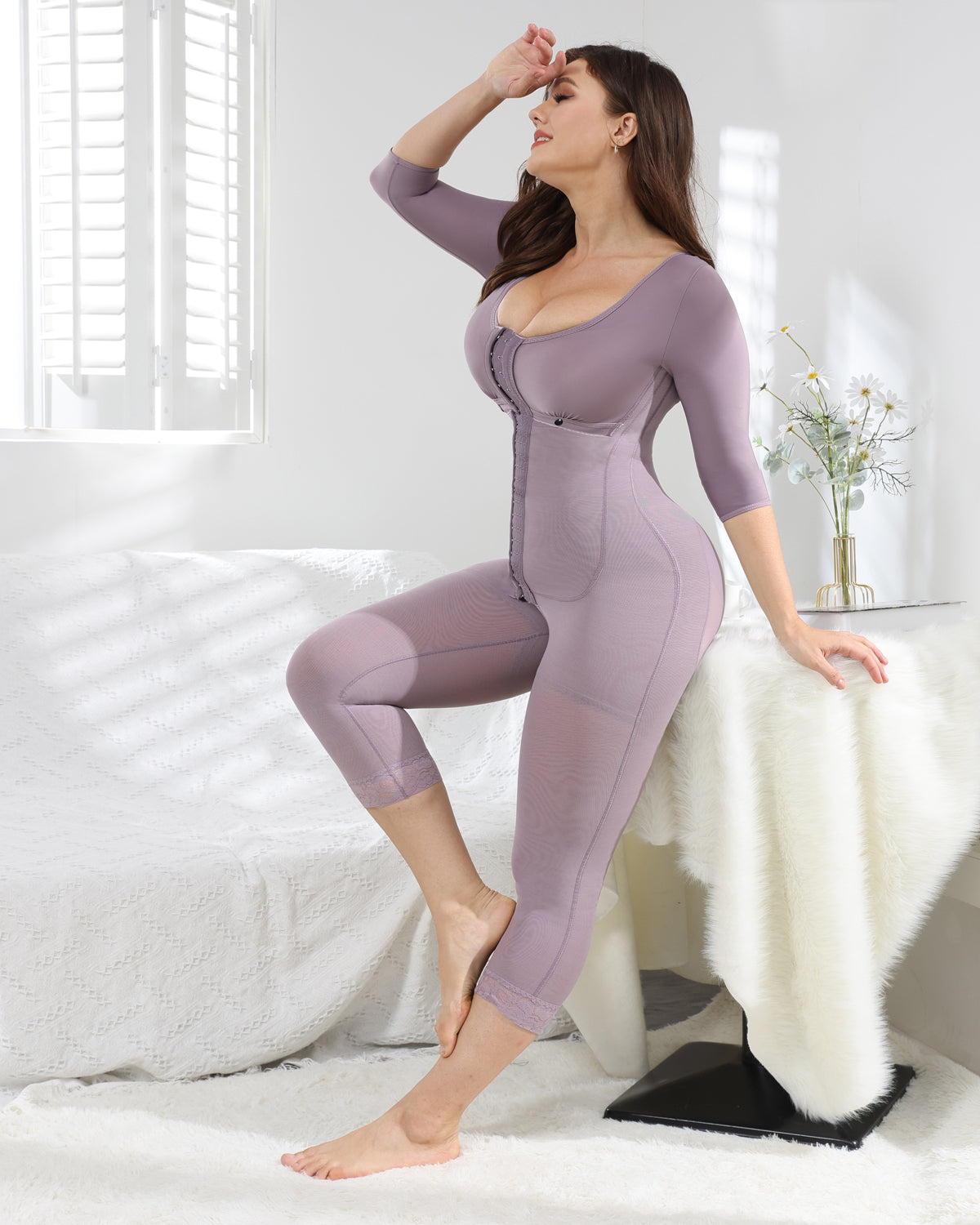 Women's Mid-sleevesTummy Control Butt Lift Shapewear Bodysuits