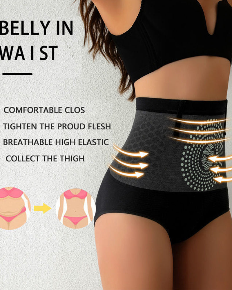 Women's Magnetic Therapy Warm Uterus Panties Seamless High Waist Abdomen Control Briefs