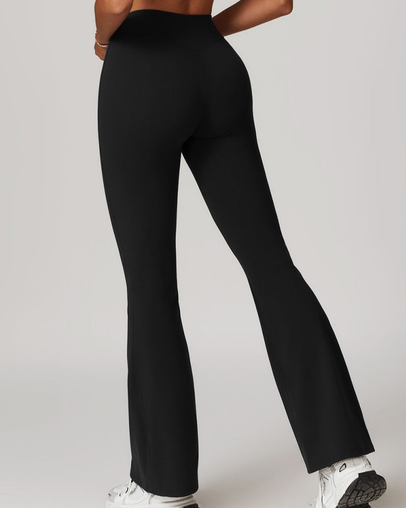 Crossover High Waist Hip Lift Nude Yoga Flared Pants