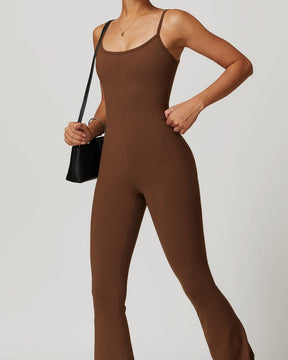 Women's Flared Trousers and Suspenders One-piece Back Hollowed-out Jumpsuit