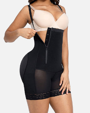 Detachable Straps Side Zipper Body Shaper Open Bust Smooth Shapewear